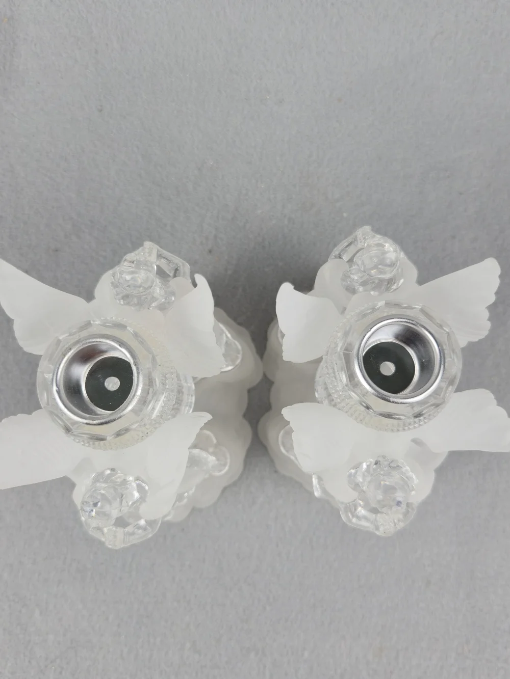 NIB Vintage Frosted Clear Acrylic Angel Holders Set